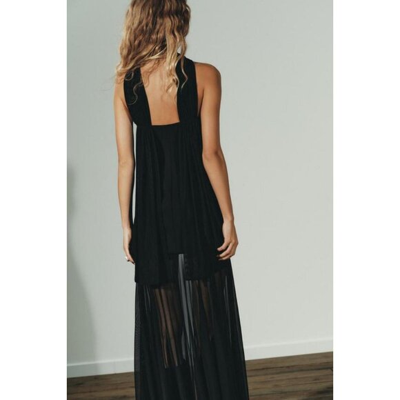 ZARA CONTRAST SHEER DRESS - Picture 8 of 11
